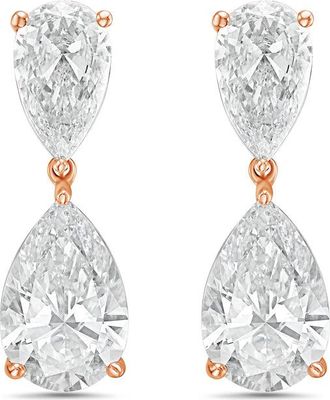Diana M. Jewels 14KW RG 8.00 Ct TW of Lab grown pear shape diamond drop earrings