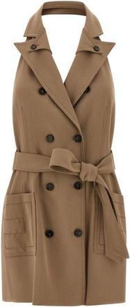 Elisabetta Franchi Gabardine Mini Jurk - Dames - Korte kleedjes - Beige - L - Leer - Kleedjes