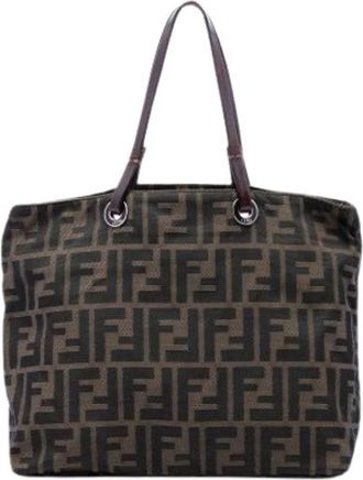 Fendi Pre-owned Canvas Tote Bag - Dames - Vintage Shopper - Bruin - ONE Size - Leer - Vintage