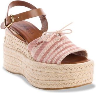 Chlo&eacute; Isla Espadrille Platform Wedge Sandal in Woodrose at Nordstrom, Size 38