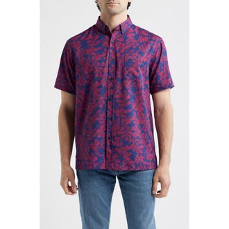 Kahala Tide Pool Short Sleeve Button-Up Shirt in Navy at Nordstrom, Size Xx-Large