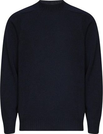 D4.0 Trui van scheerwol - Heren - Coltruien - Blauw - S - Wol - Truien & Vesten