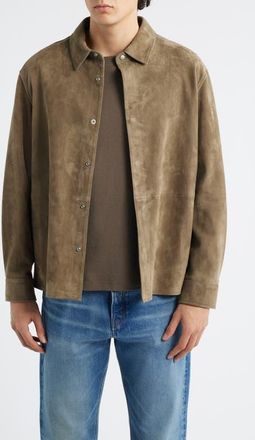 Frame Denim Suede Shirt Jacket in Dark Beige at Nordstrom, Size X-Large