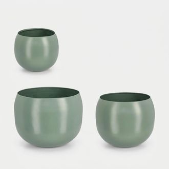 BIZZOTTO Set De 3 Macetas Redondas Para Flores Y Plantas De Interior Y Exterior Keyra Yes - Verde Oscuro
