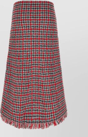 Self Portrait checked knit midi a-line skirt