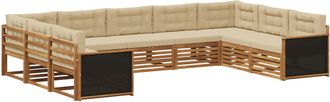 vidaXL Conjunto De Sof&aacute;s De Exterior 9 Uds. Natural Y Beige Vidaxl