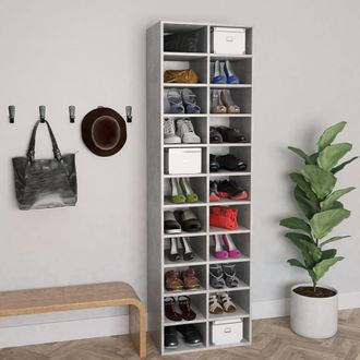 vidaXL Vidaxl - Mueble Zapatero De Contrachapada Gris Hormig&oacute;n 80x35,5x180 Cm