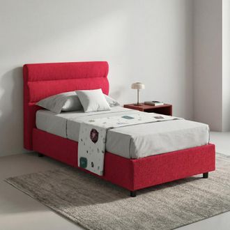 Dmora Cama Individual Adalpina, Colch&oacute;n Incluido, Desenfundable Hecho En Italia, Contenedor, Rojo