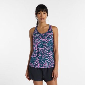 New Balance Womens London Edition RC Essential Printed Tank in Pink Poly Knit, size X-Small