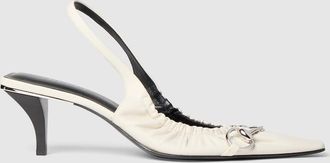 Gucci Womens Vittoria Slingback Pump With Elastic, White, Leather