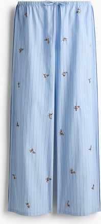 H&M Bestickte Pyjamahose aus Baumwolle - Blue