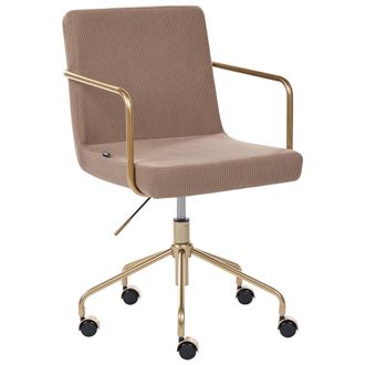 Beliani Silla De Oficina Funcional Tapizado De Pana Altura Ajustable Base Giratoria Marr&oacute;n Claro Trinity