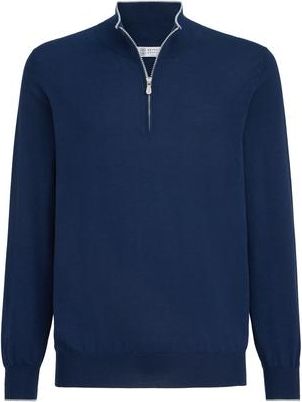 Brunello Cucinelli Cotton and cashmere lightweight sweater in Avio Blue at Nordstrom, Size 52 It