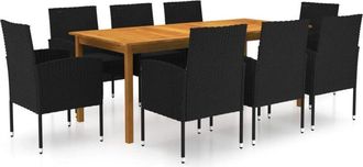 vidaXL Juego De Comedor De Jard&iacute;n De 9 Piezas Negro Vidaxl