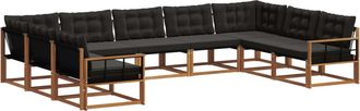 vidaXL Conjunto De Sof&aacute;s De Exterior 9 Uds. Natural Y Negro Vidaxl
