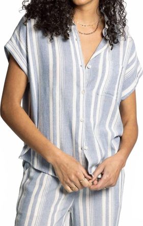 Thread & Supply Benny Shirt In Ivory Blue Stripe