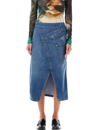 スカート CHLOE BLUE COTTON MIDI SKIRT See By Chloé See By Chloe Cotton Midi Skirt In Blue | ModeSens