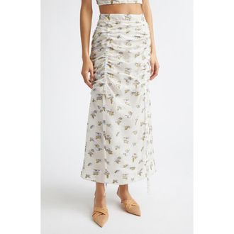 Ulla Johnson Liora Floral Organza Midi Skirt in Violet Leaf at Nordstrom, Size 6