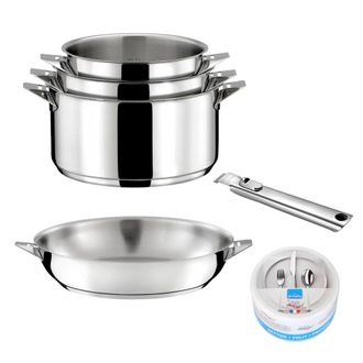 Cuisinox Lote de 6 piezas - 3 cacerolas de 16/18/20 cm, 1 sart&eacute;n de acero inox