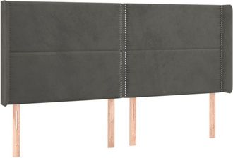 vidaXL Cabecero Con Orejas De Terciopelo Gris Oscuro 183x16x118/128 Cm Vidaxl