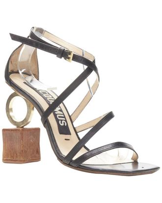 Jacquemus Womens Leather Jacquemus Architectural Wood Block Ring Strappy Heel (Authentic Pre-Loved)
