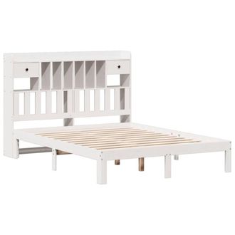 Berkfield Home Decorative Bookcase Bed without Mattress White 160x200cm Solid Wo | Size: 160x200 cm
