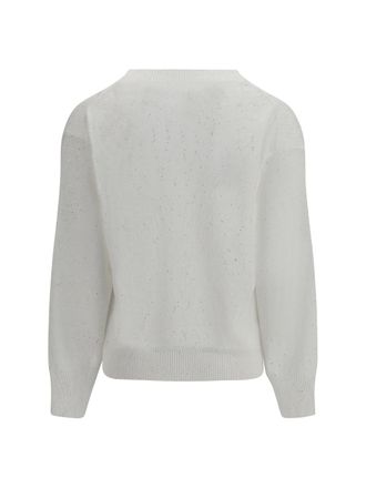Brunello Cucinelli Womens Sparkling Linen T-Shirt Bianco Knitwear Sweater