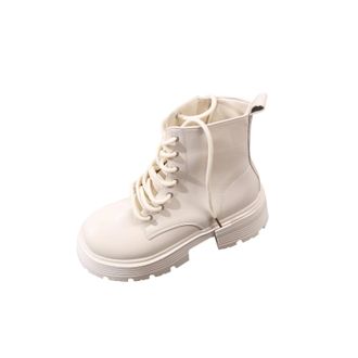 Generic Lace Up Boots Women Chunky Heel Stylish Ladies Biker Booties Retro Round Toe Side Zipper Thick Sole Non-Slip Classic Ankle Boots Daily