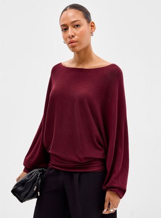 Contemporaine Womens Batwing-sleeve fine-knit sweater