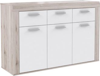 Home Heavenly Aparador 3 cajones 3 puertas 136 cm blanco y roble arena