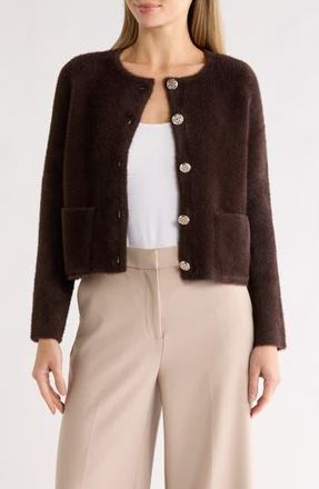 Cyrus Eyelash Knit Cardigan in Chocolate Brown at Nordstrom Rack, Size X-Large