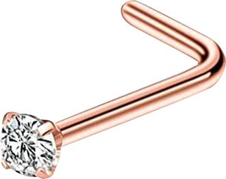 Generic Body Stainless For WomenNostril Studs Piercing Ring Jewelry Hoop Nose Steel Rings (Rose Gold, One Size)