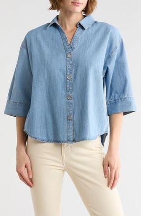 Beach Lunch Lounge Kindell Cotton Denim Button-Up Shirt in Light Wash at Nordstrom Rack, Size X-Large