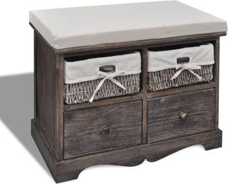 vidaXL Vidaxl - Banco De Almacenaje De Madera De Paulownia Marr&oacute;n 62x33x42 Cm