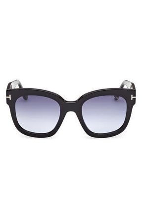 Tom Ford Beatrix 52mm Gradient Geometric Sunglasses in Shiny Black /Gradient Blue at Nordstrom Rack