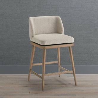 Frontgate Misona Swivel Counter Stool - Willow, Sand Linen Parks Performance, Individual - Frontgate