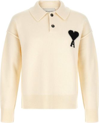 Ami Off White Logo Polo Sweater