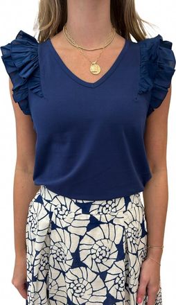 Tyler Böe Emerson Ruffle-Sleeve Tee In Bell Weather Blue