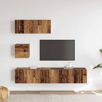 Berkfield Home Classic 4 Piece TV Cabinet Set Wall-mounted Old Wood Engineered Wood