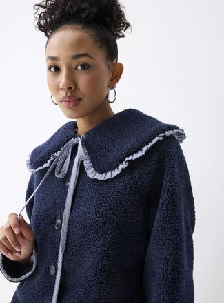 Twik Womens Peter Pan collar fleece jacket