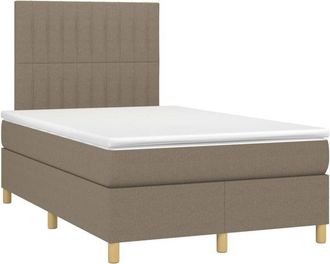 vidaXL Vidaxl - Cama Box Spring Con Colch&oacute;n Y Led Tela Gris Taupe 120x200 Cm
