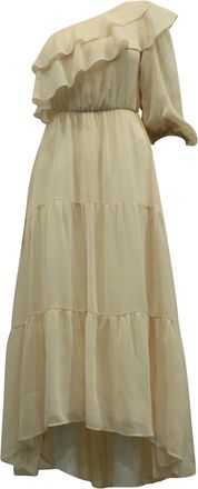 Maje Racha One Shoulder Midi Dress in Pink Polyester