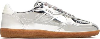 Alohas Zilveren Leren Sneakers met Katoenen Decoraties - Dames - Sneakers - Grijs - 37 EU - Katoen - Schoenen