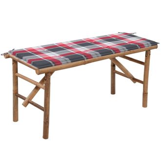 vidaXL Banco De Jard&iacute;n Plegable Con Coj&iacute;n Bamb&uacute; 118 Cm Vidaxl