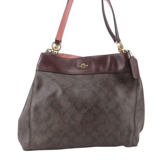 Coach Dark Brown Pink Wine Leather Pvc Tote Bag (Pre-Owned)