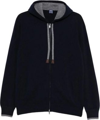 Fedeli Zip-through Sweater met capuchon - Heren - Vesten met rits - Blauw - M - Hoodies & sweatvesten