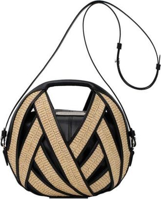 Perrin Paris Le Petit Panier Xbody Raphia in Raphia Beige /Black at Nordstrom