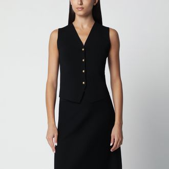 Max Mara Black vest in viscose crepe yarn