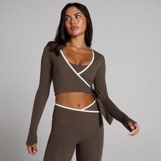 MyProtein Crop top cruzado Tempo Contrast para mujer de MP - Chocolate - XS