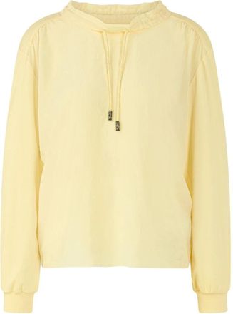Marc Cain Langarmshirt mit Materialmix - Dames - Longsleeves - Geel - L - Katoen - Tops